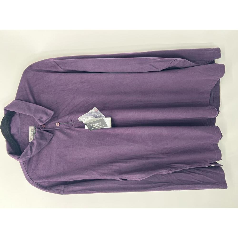 Firethorn XXL Purple Long‎ Sleeve Fleece Polo Shirt Soft Cozy Warm Casual
